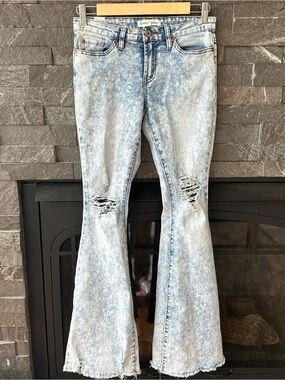 Women’s Light Acid Wash Distressed Flare Jeans